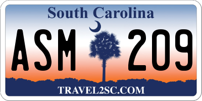 SC license plate ASM209