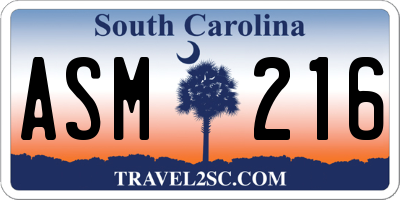 SC license plate ASM216