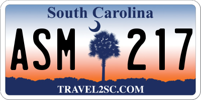 SC license plate ASM217