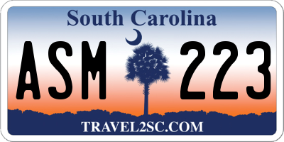 SC license plate ASM223