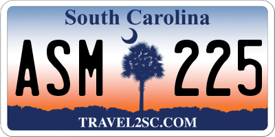 SC license plate ASM225