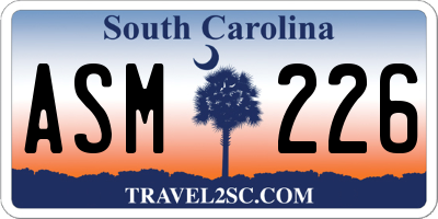 SC license plate ASM226