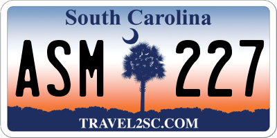 SC license plate ASM227
