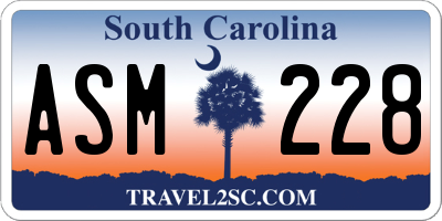 SC license plate ASM228