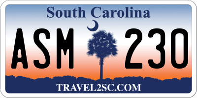SC license plate ASM230