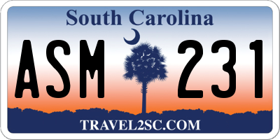 SC license plate ASM231