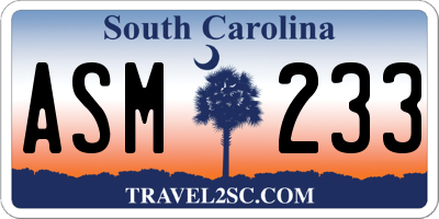 SC license plate ASM233