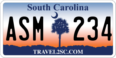 SC license plate ASM234