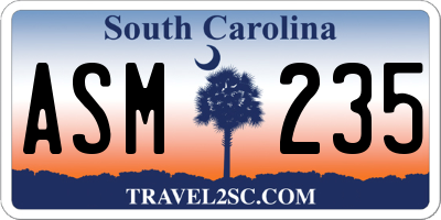SC license plate ASM235
