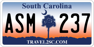 SC license plate ASM237