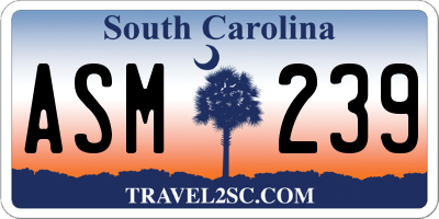 SC license plate ASM239