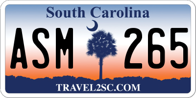 SC license plate ASM265