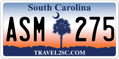 SC license plate ASM275