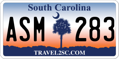 SC license plate ASM283