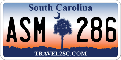 SC license plate ASM286