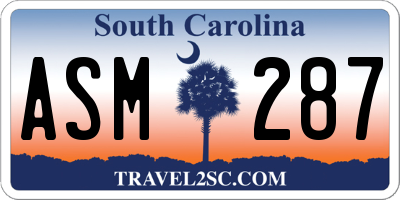 SC license plate ASM287