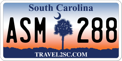 SC license plate ASM288