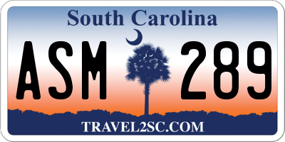 SC license plate ASM289