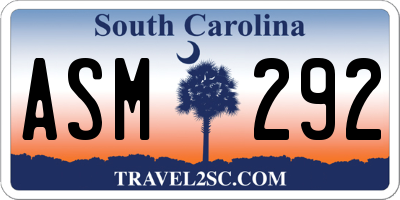 SC license plate ASM292