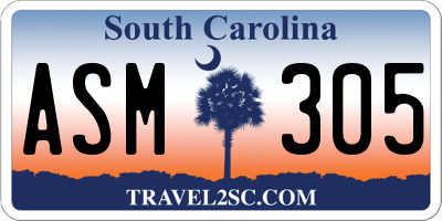 SC license plate ASM305