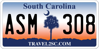 SC license plate ASM308