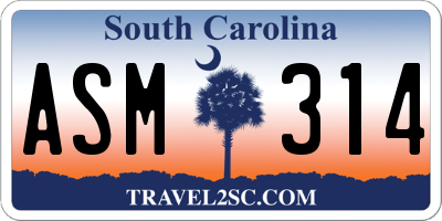SC license plate ASM314