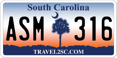 SC license plate ASM316