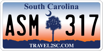 SC license plate ASM317