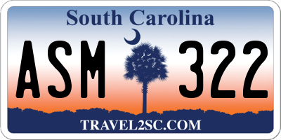 SC license plate ASM322
