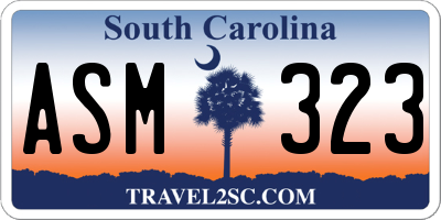 SC license plate ASM323