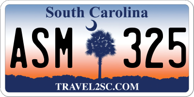 SC license plate ASM325
