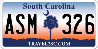 SC license plate ASM326