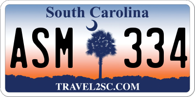 SC license plate ASM334