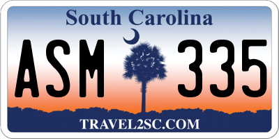 SC license plate ASM335