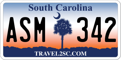 SC license plate ASM342