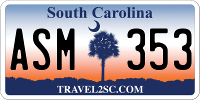 SC license plate ASM353