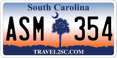 SC license plate ASM354
