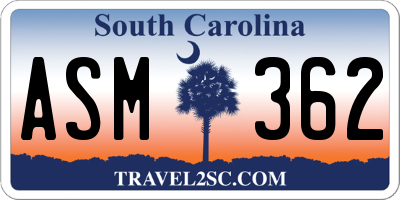 SC license plate ASM362