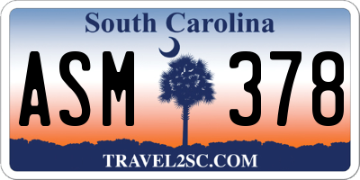 SC license plate ASM378