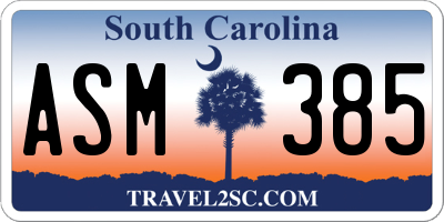 SC license plate ASM385