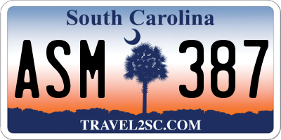 SC license plate ASM387