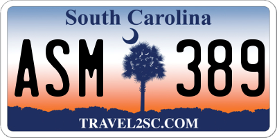SC license plate ASM389