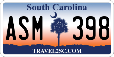 SC license plate ASM398