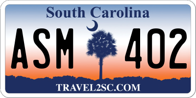 SC license plate ASM402