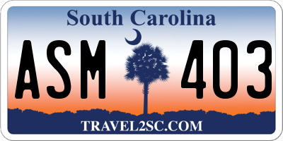 SC license plate ASM403