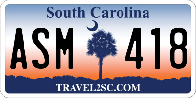 SC license plate ASM418