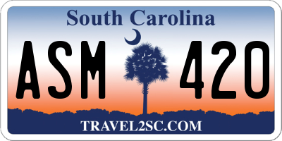 SC license plate ASM420