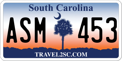 SC license plate ASM453