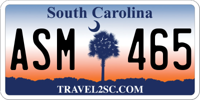 SC license plate ASM465