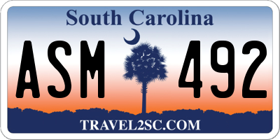 SC license plate ASM492